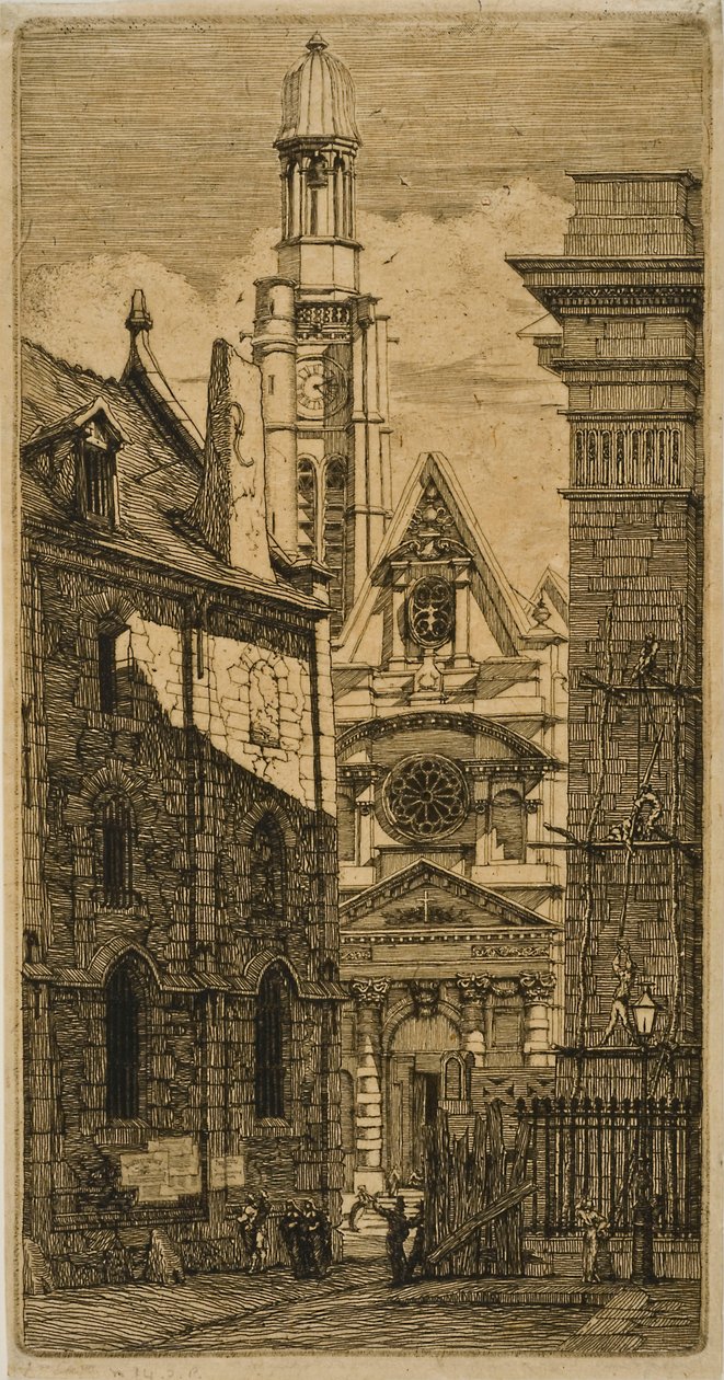 St. Etienne-du-Mont, Paryż, z Eaux-forts sur Paris autorstwa Charles Meryon