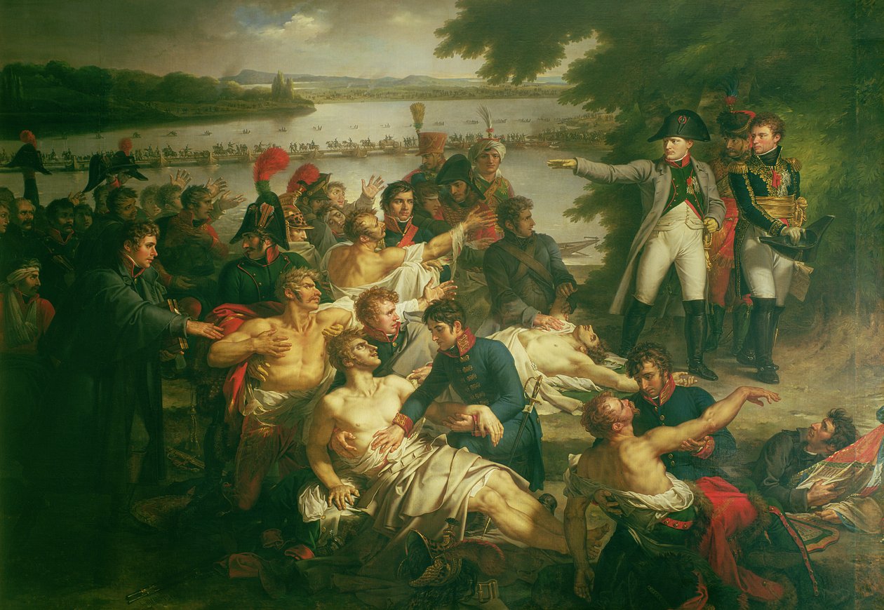Powrót Napoleona (1769-1821) na wyspę Lobau po bitwie pod Essling, 23 maja 1809, 1812 autorstwa Charles Meynier