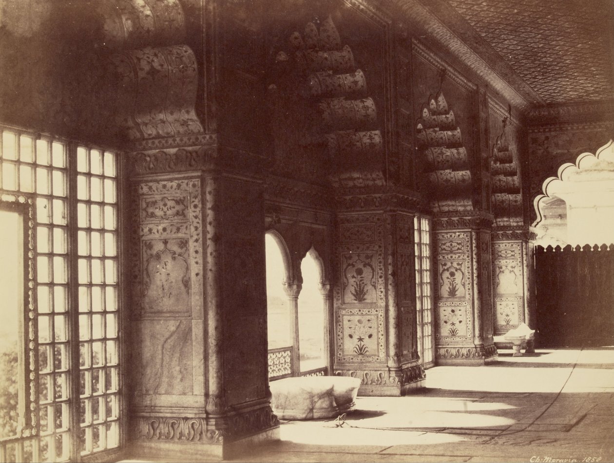 Wnętrze Kryształowego Tronu w Dewan-i-Khas autorstwa Charles Moravia
