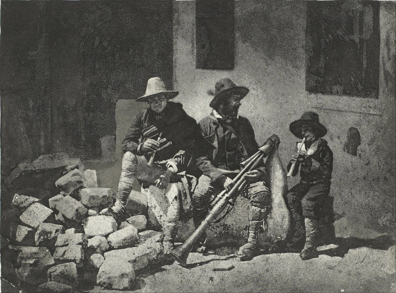 Pifférari Assis, włoscy muzycy uliczni (na dziedzińcu, 21 Quai de Bourbon) autorstwa Charles Nègre