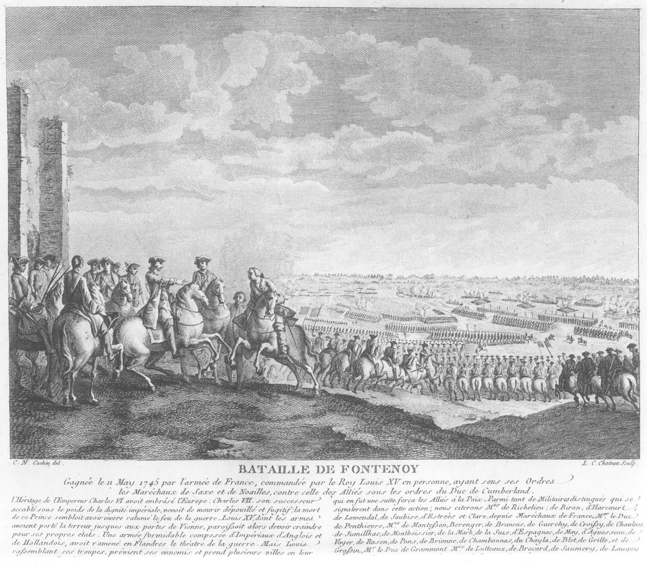Bitwa pod Fontenoy, 11 maja 1745 r., 1828 r. autorstwa Charles Nicolas II Cochin