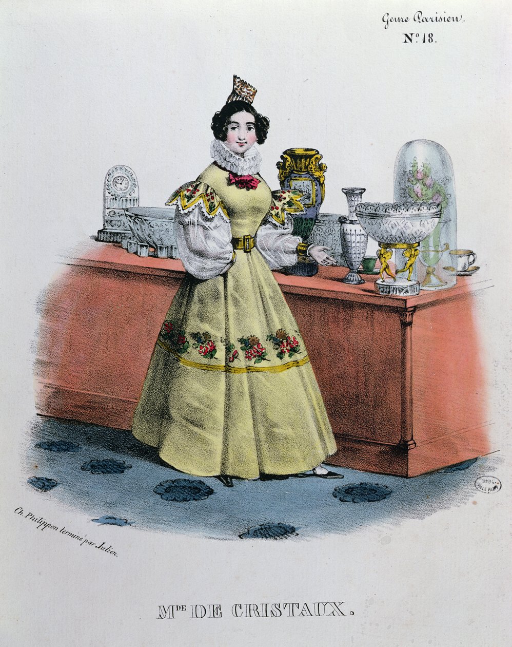 Sprzedawca kryształów, ok. 1840 autorstwa Charles Philipon