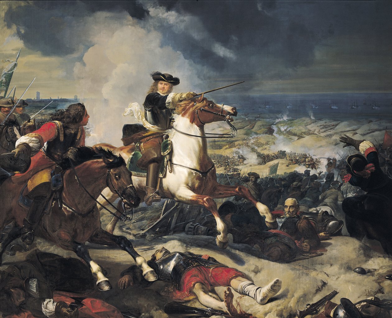 Bitwa pod wydmami, 14 czerwca 1658, 1837 autorstwa Charles Philippe Lariviere