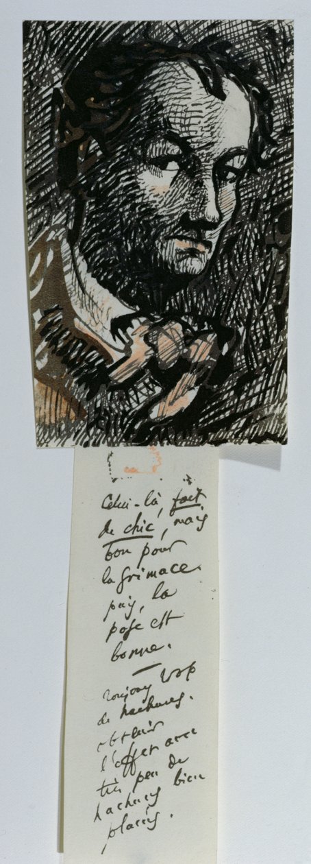 Autoportret (tusz i kolorowa kreda na papierze) autorstwa Charles Pierre Baudelaire
