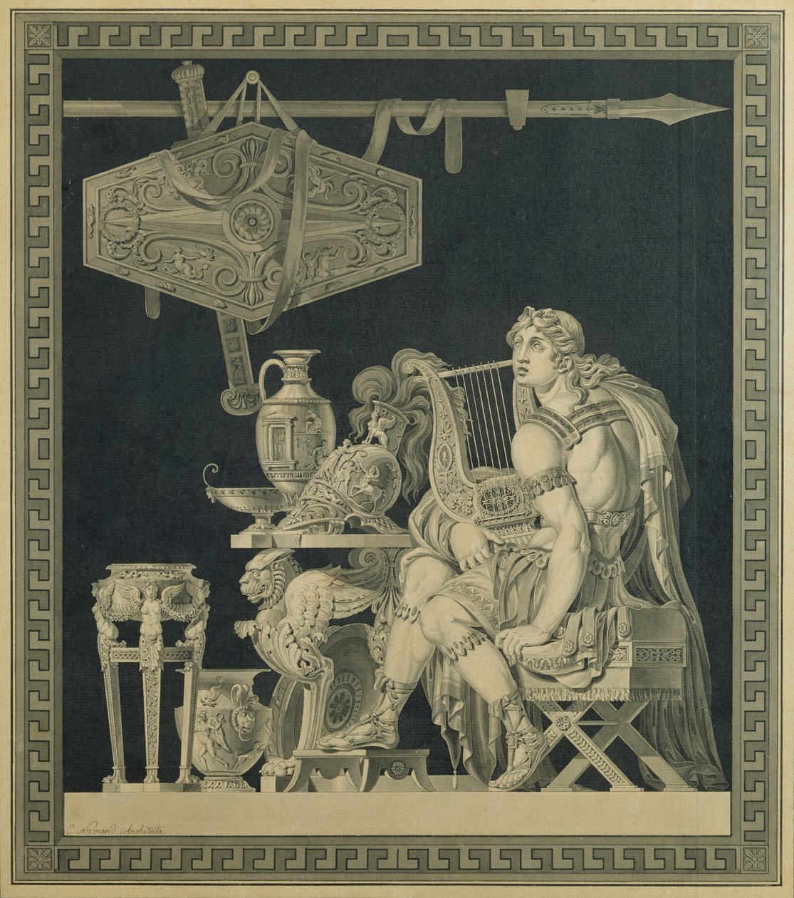 Achilles gra na lirze autorstwa Charles Pierre Joseph Normand