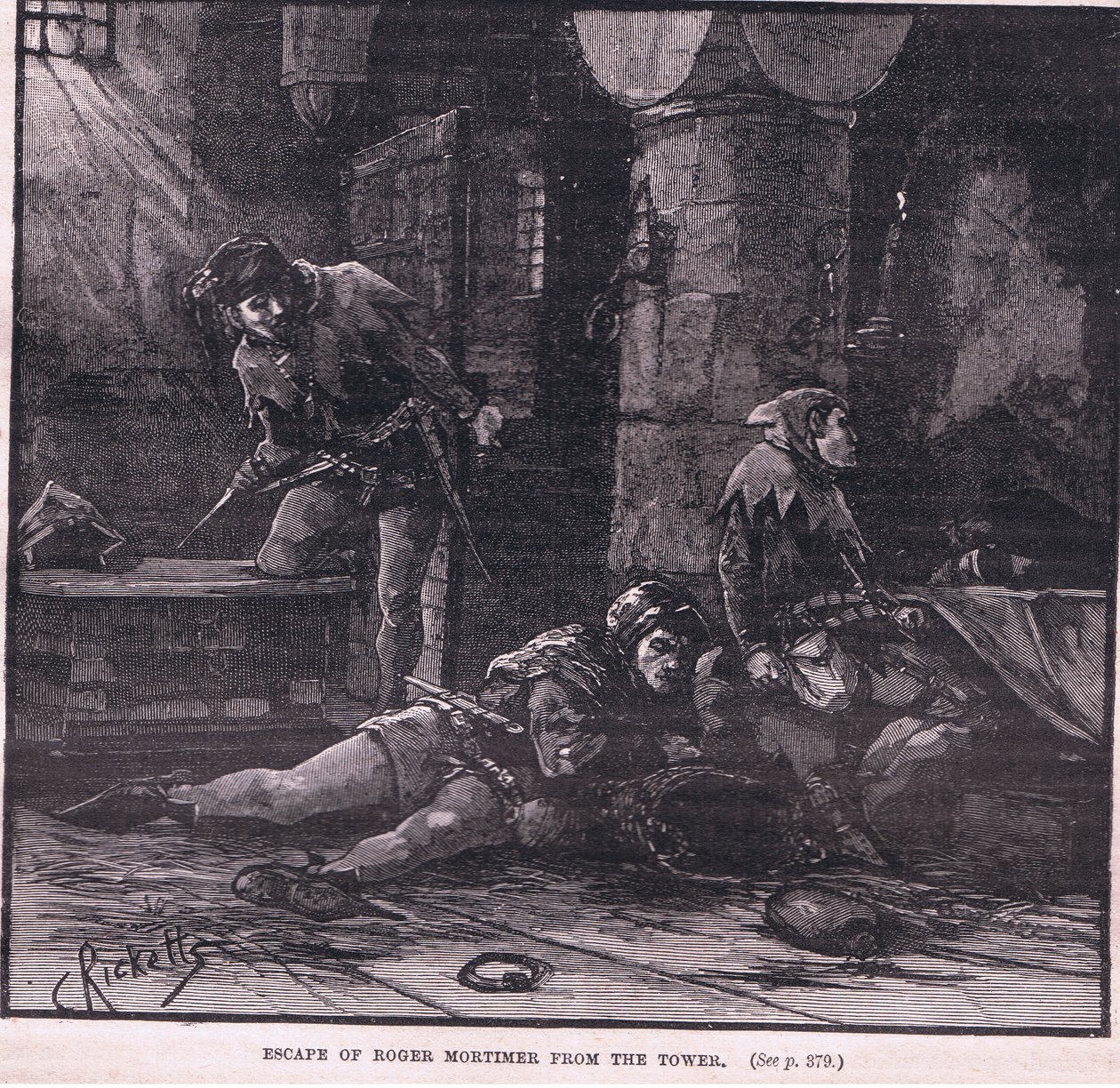 Ucieczka Rogera Mortimera z Tower AD 1323 autorstwa Charles Ricketts