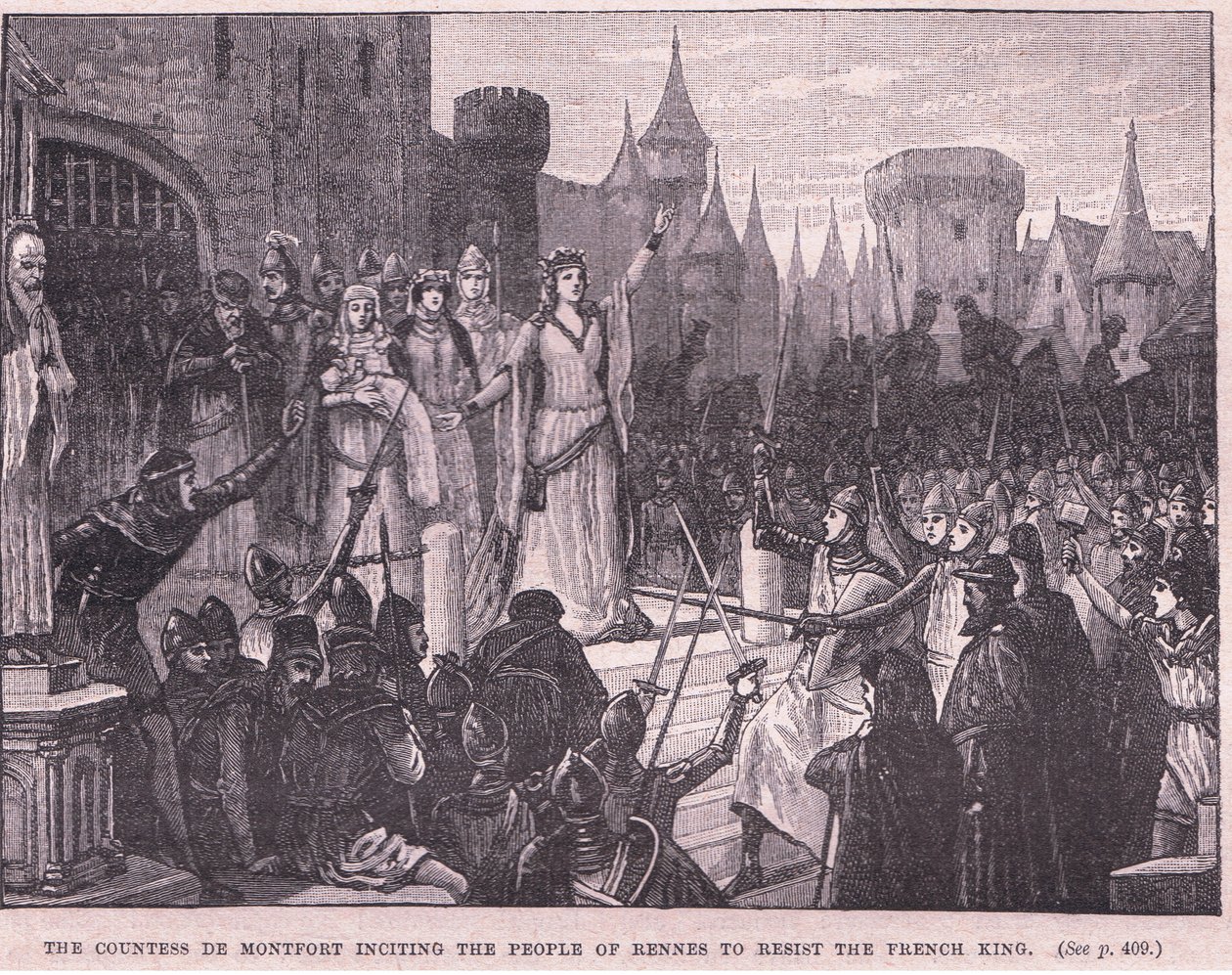 Hrabina de Montfort podżegająca lud Rennes do stawienia oporu królowi francuskiemu w 1341 r. autorstwa Charles Ricketts
