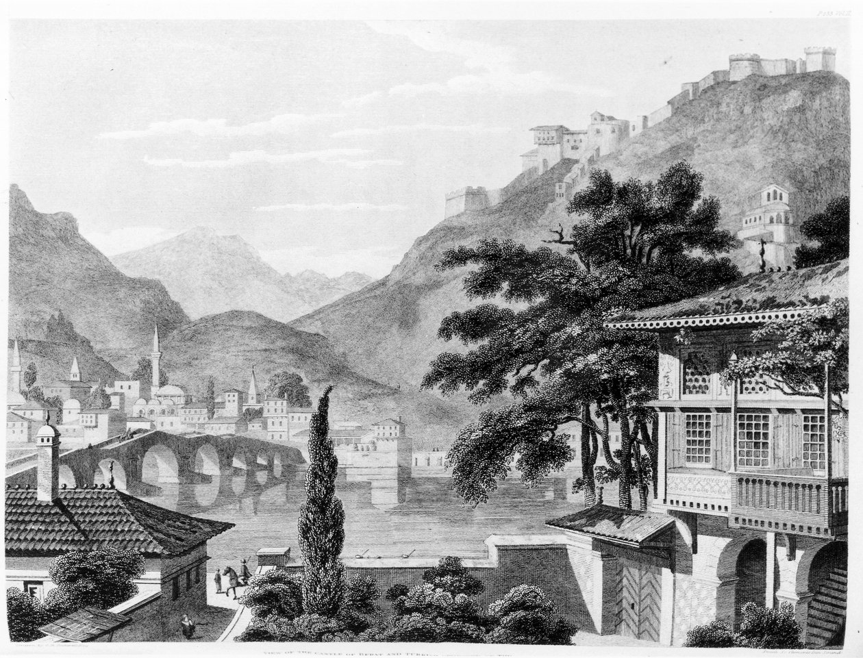 Miasto Berat na początku XIX wieku, z „Podróży po Sycylii, Grecji i Albanii” Thomasa Smart Hughesa, 1820 autorstwa Charles Robert Cockerell