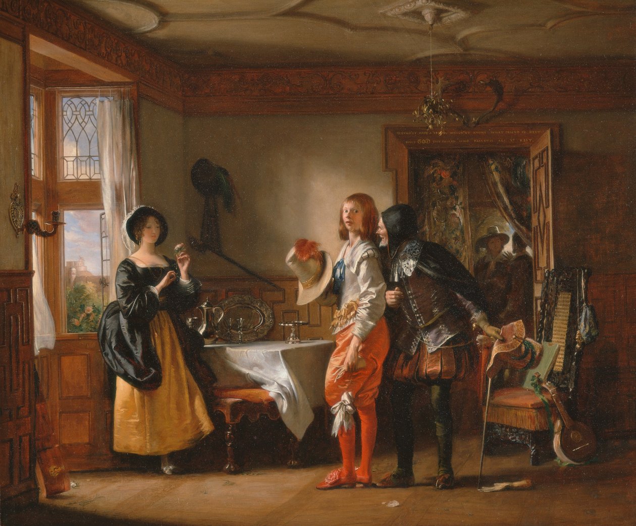 Smukły, z pomocą płytkiej, zalotnej Anne Page, z Wesołych żon Windsoru autorstwa Charles Robert Leslie