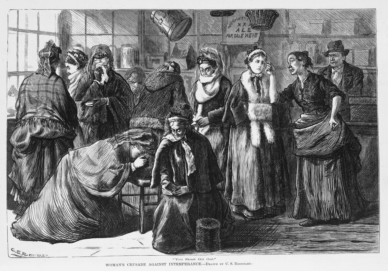 Krucjata kobiet przeciwko nieumiarkowania, pub. 1874 autorstwa Charles Stanley Reinhart