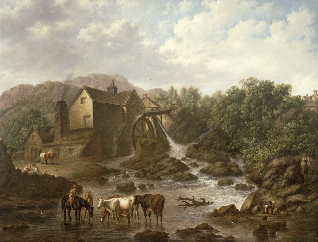 Scena na rzece z młynem, 1833 autorstwa Charles Towne