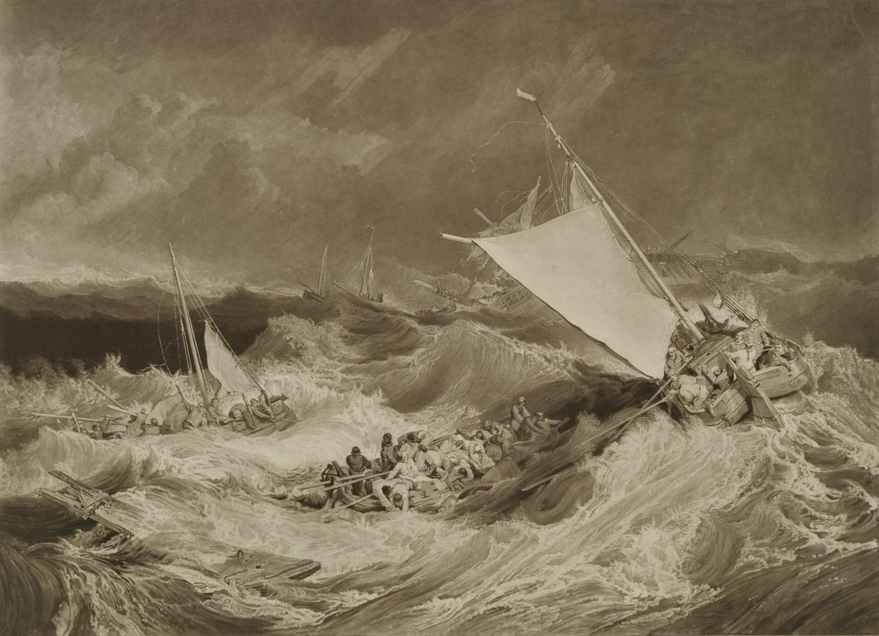 Rozbicie statku, 1806 (mezzotinta z grafitem i wc) autorstwa Charles Yardley Turner