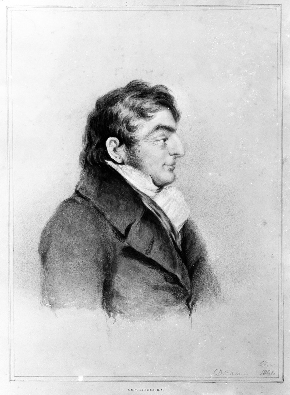 Portret Josepha Mallorda Williama Turnera, 1841 (kreda, pranie i ołówek na papierze) autorstwa Charles Yardley Turner