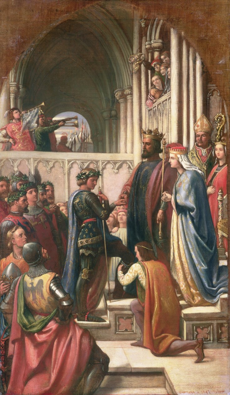 Edward III Nadanie Orderu Podwiązki Edwarda Czarnego Księcia, 1847 autorstwa Charles West Cope