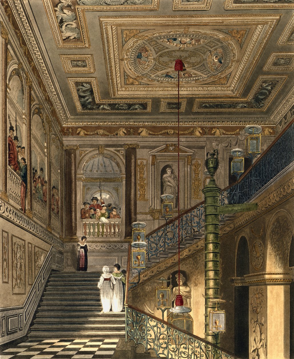 Wielkie schody w Pałacu Kensington Z „Królewskich Rezydencji” Pyne, rytowane przez Richarda Reeve (ur. 1780) opublikowane w 1819 autorstwa Charles Wild