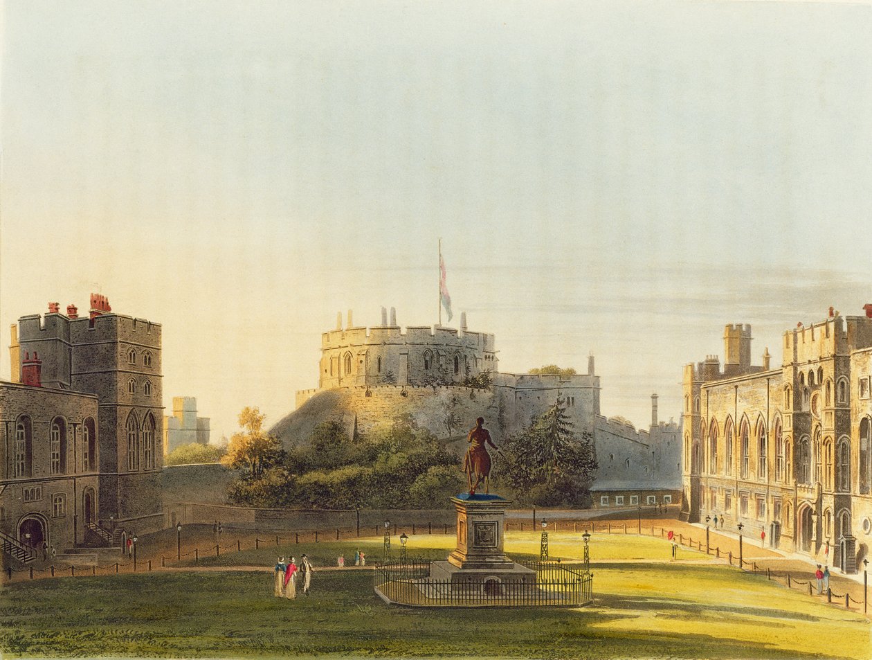 Upper Ward, Zamek Windsor, z „Rezydencji Królewskich”, ryt. Thomas Sutherland (ur. 1785), wyd. William Henry Pyne (1769-1843), 1819 (akwatinta) autorstwa Charles Wild