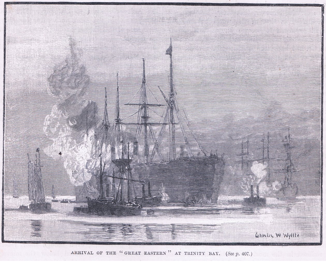 Przybycie Great Eastern do Trinity Bay 1866 AD autorstwa Charles William Wyllie