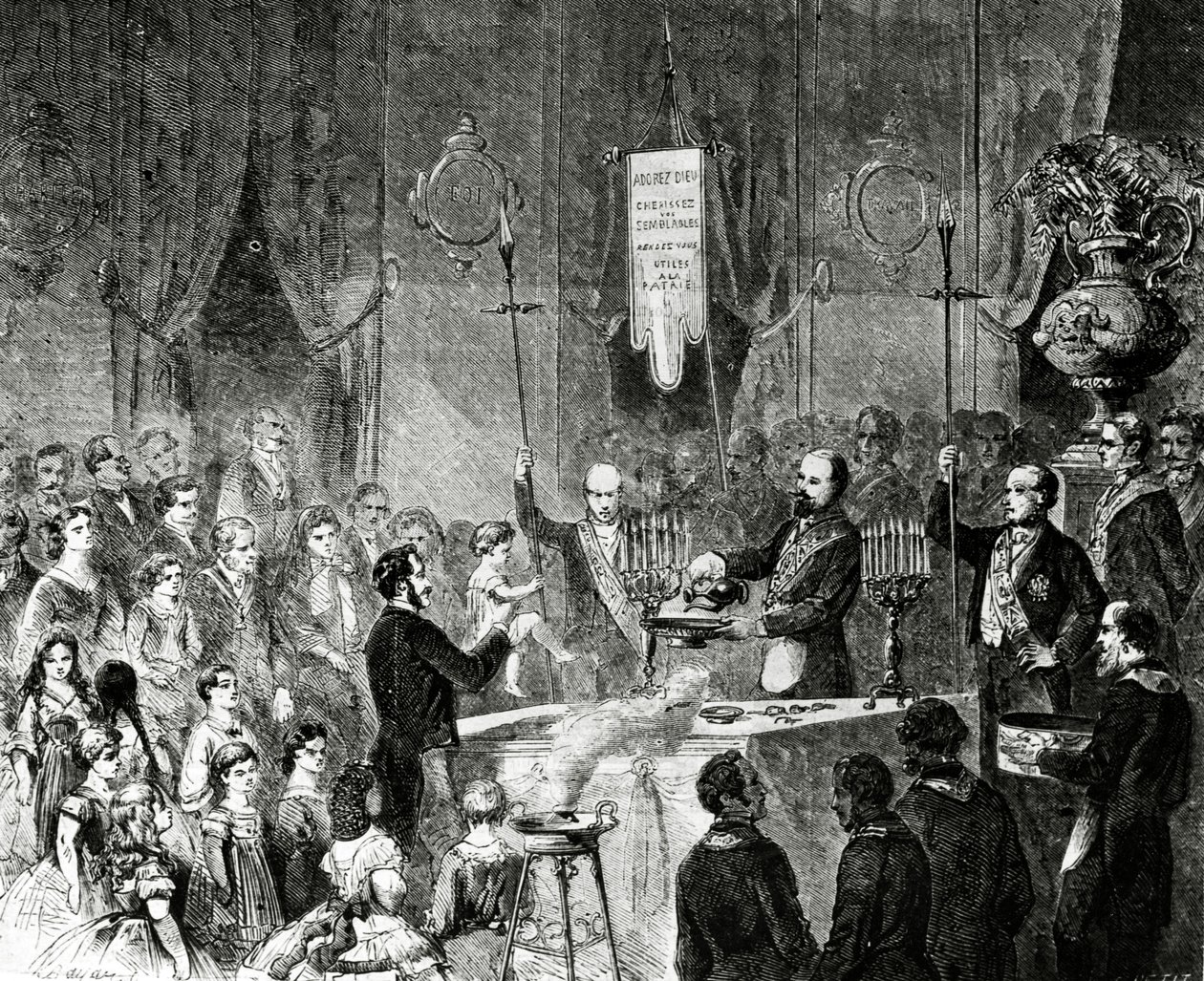 Chrzest masoński w Loży Braterskiej Przyjaźni, Wielki Wschód Francji, Paryż, 1861 autorstwa Charles Yriarte