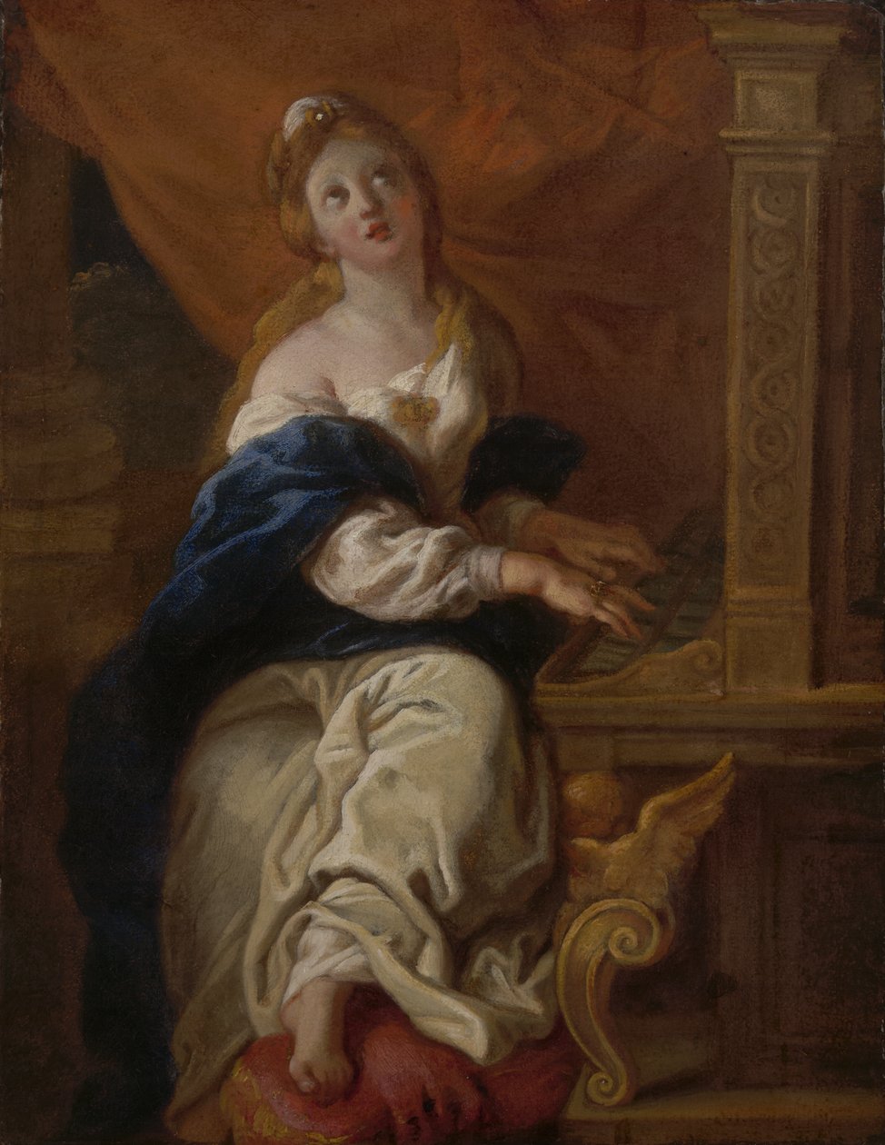 Św. Cecylia, ok. 1700 (olej na papierze) autorstwa Charles de la Fosse