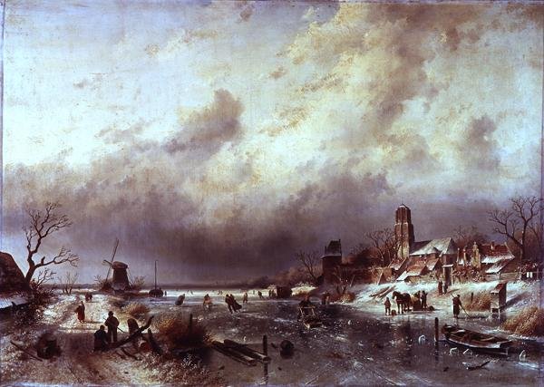 Scena Zamarzniętej Rzeki autorstwa Charles Henri Joseph Leickert