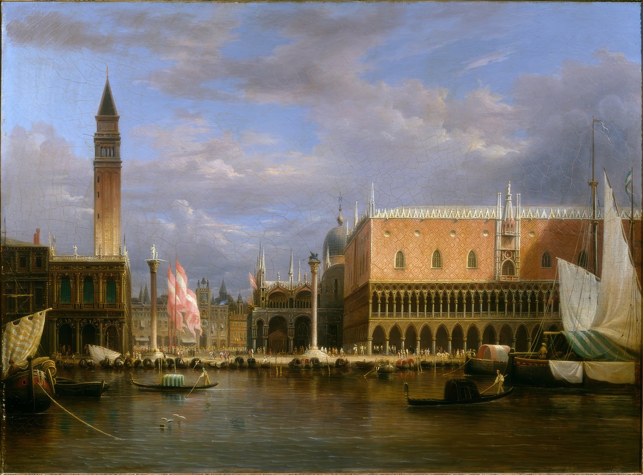Le môle et le Palais Ducal vues de la mer (Molo i Pałac Dożów widziane od strony morza) autorstwa Charles-Louis Guigon