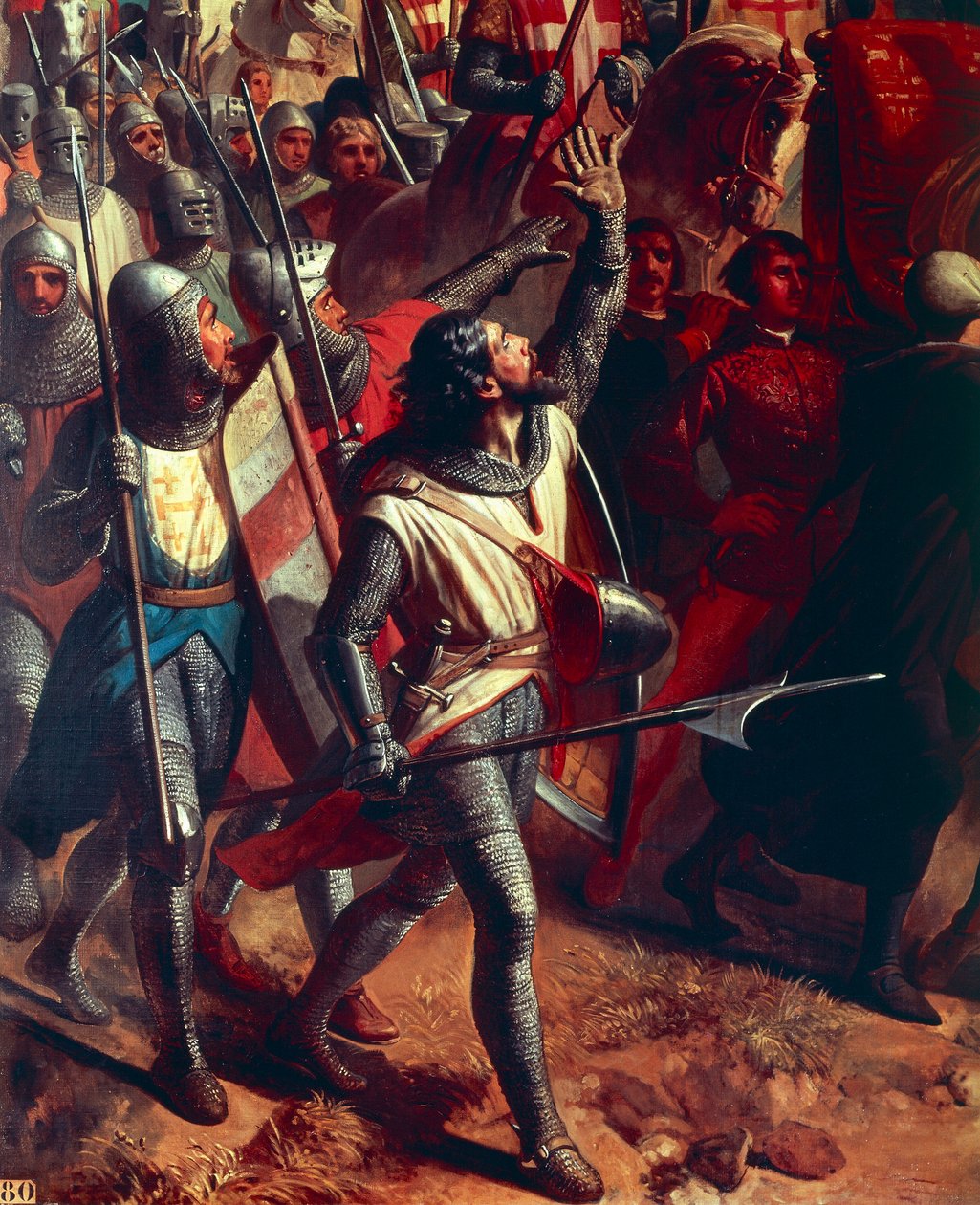 Bitwa pod Montgisard 1177, szczegół przedstawiający krzyżowca, ok. 1842 (olej na płótnie) autorstwa Charles Philippe Lariviere