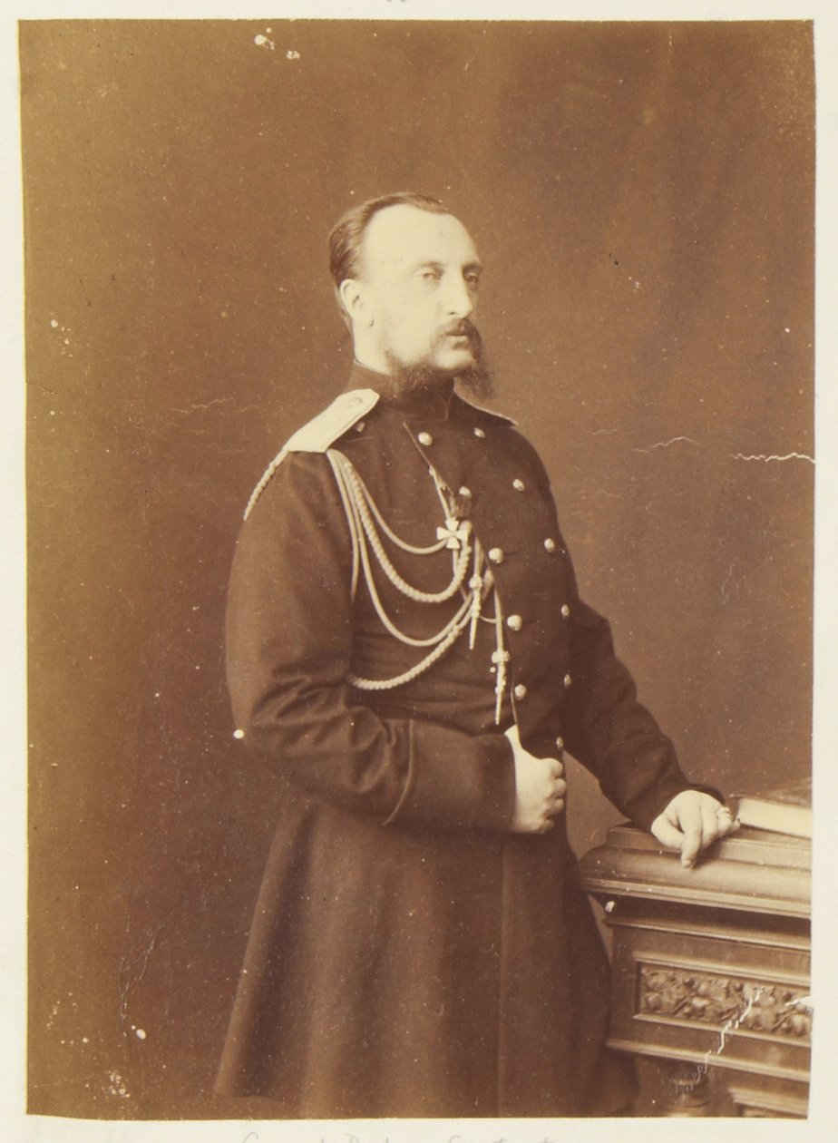 Mikołaj Nikołajewicz de Russie - Portret wielkiego księcia Mikołaja Nikołajewicza (Starszego) Rosji (1831-1891), autorstwa Bergamasco, Karola (Karla) (1830-1896). Zdjęcie albuminy, ok. 1874. Rosyjskie Państwowe Archiwum Filmowe i Fotograficzne, Krasnogorsk autorstwa Charles Bergamasco
