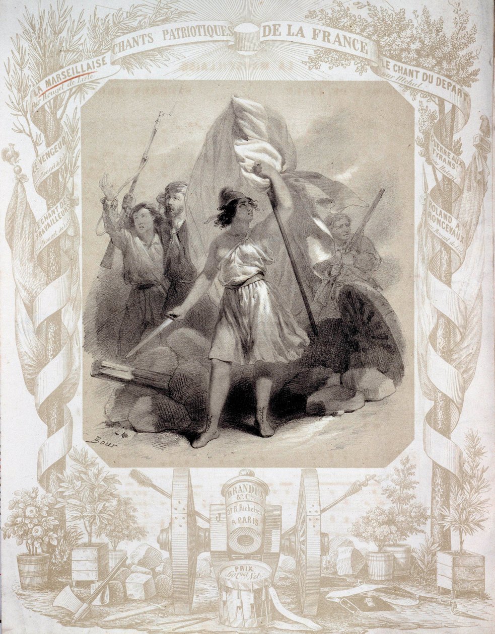 Alegoria pieśni patriotycznych Francji. Rysunek Boura (XIX wiek). Paryż, B.N. autorstwa Charles (after) Bour
