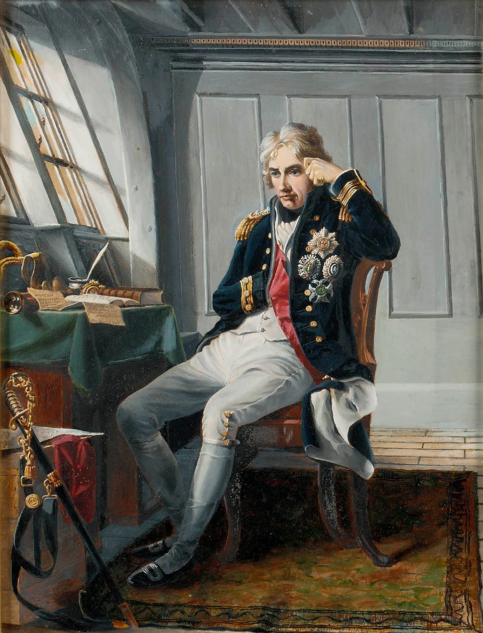 Wicehrabia Horatio Nelson (1758-1805) przed bitwą pod Trafalgarem, 21 października 1805 r., ok. 1854 r. (olej na płótnie) autorstwa Charles (after) Lucy