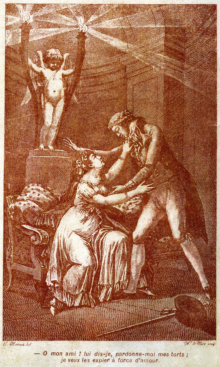 "Wybacz mi moje krzywdy; chcę je odpokutować miłością". XVIII wiek autorstwa Charles (after) Monnet