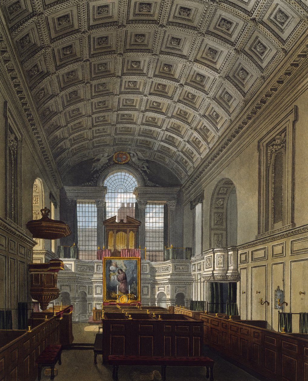 Niemiecka kaplica w St James Palace autorstwa Charles (after) Wild