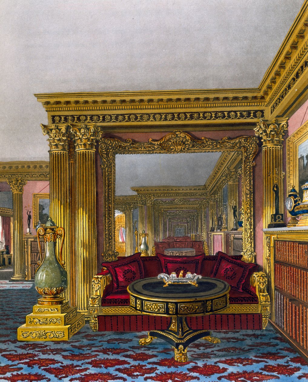 Złoty salon, Grawer Williama Jamesa Bennetta (1787-1844), według projektu Charlesa Wilda (1781-1835), Z historii rezydencji królewskich autorstwa Charles (after) Wild