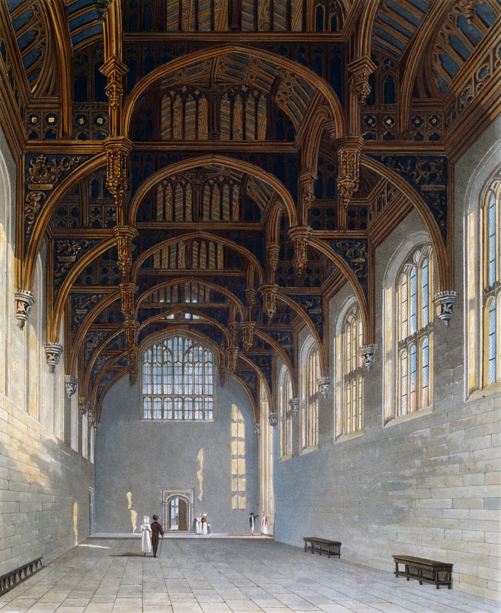Sala Gotycka, grawer Williama Jamesa Bennetta (1787-1844), według projektu Charlesa Wilda (1781-1835), Z historii rezydencji królewskich autorstwa Charles (after) Wild