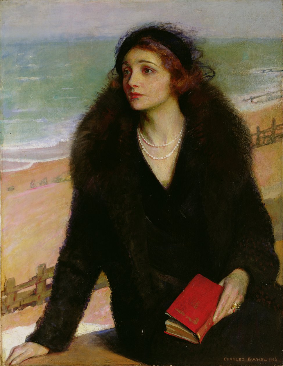 Portret Ursuli Bloom (1892-1984) na promenadzie w Walton-on-the-Naze autorstwa Charles A. Buchel