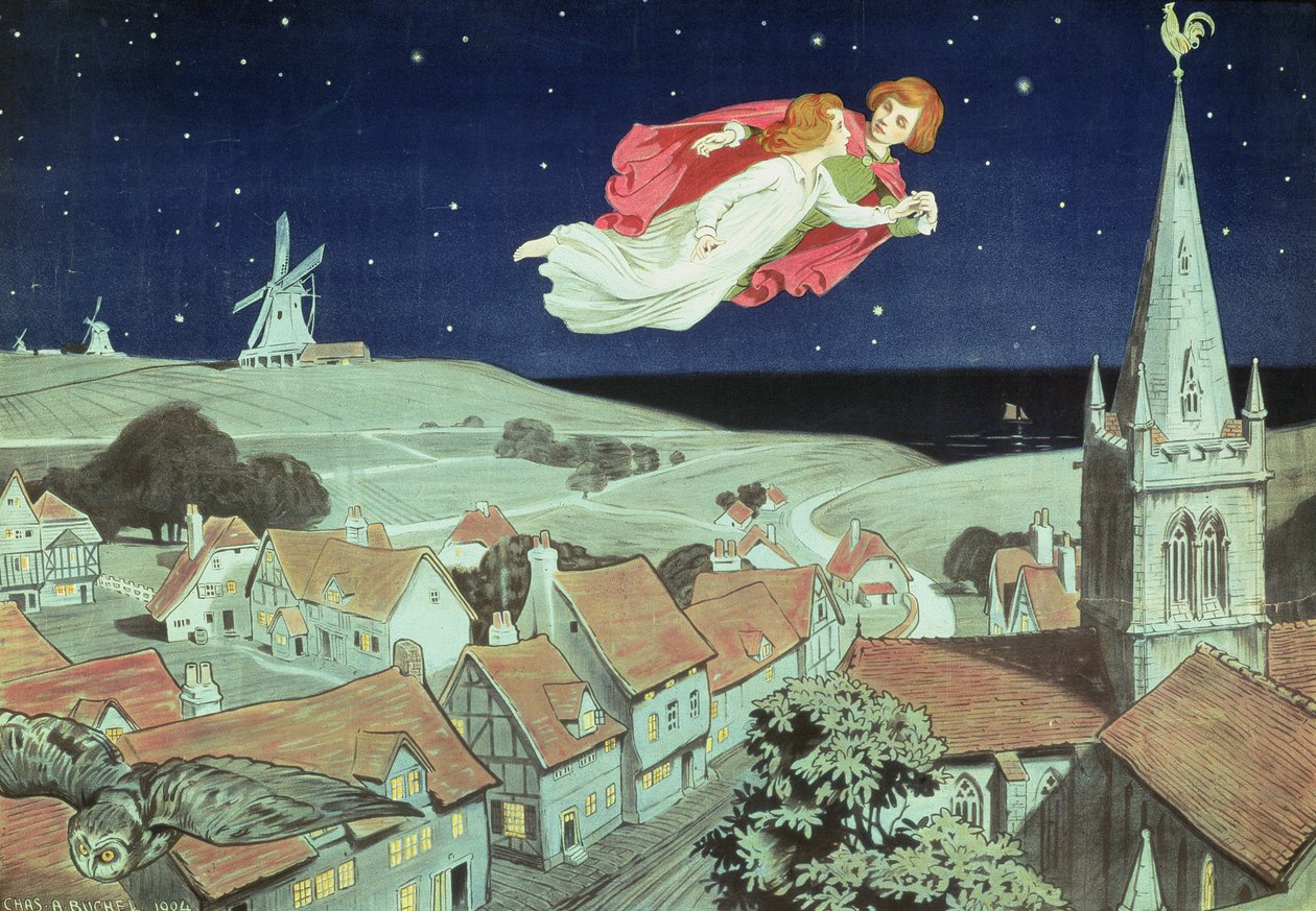 Plakat reklamujący pierwszą produkcję „Piotrusia Pana” J.M. Barrie