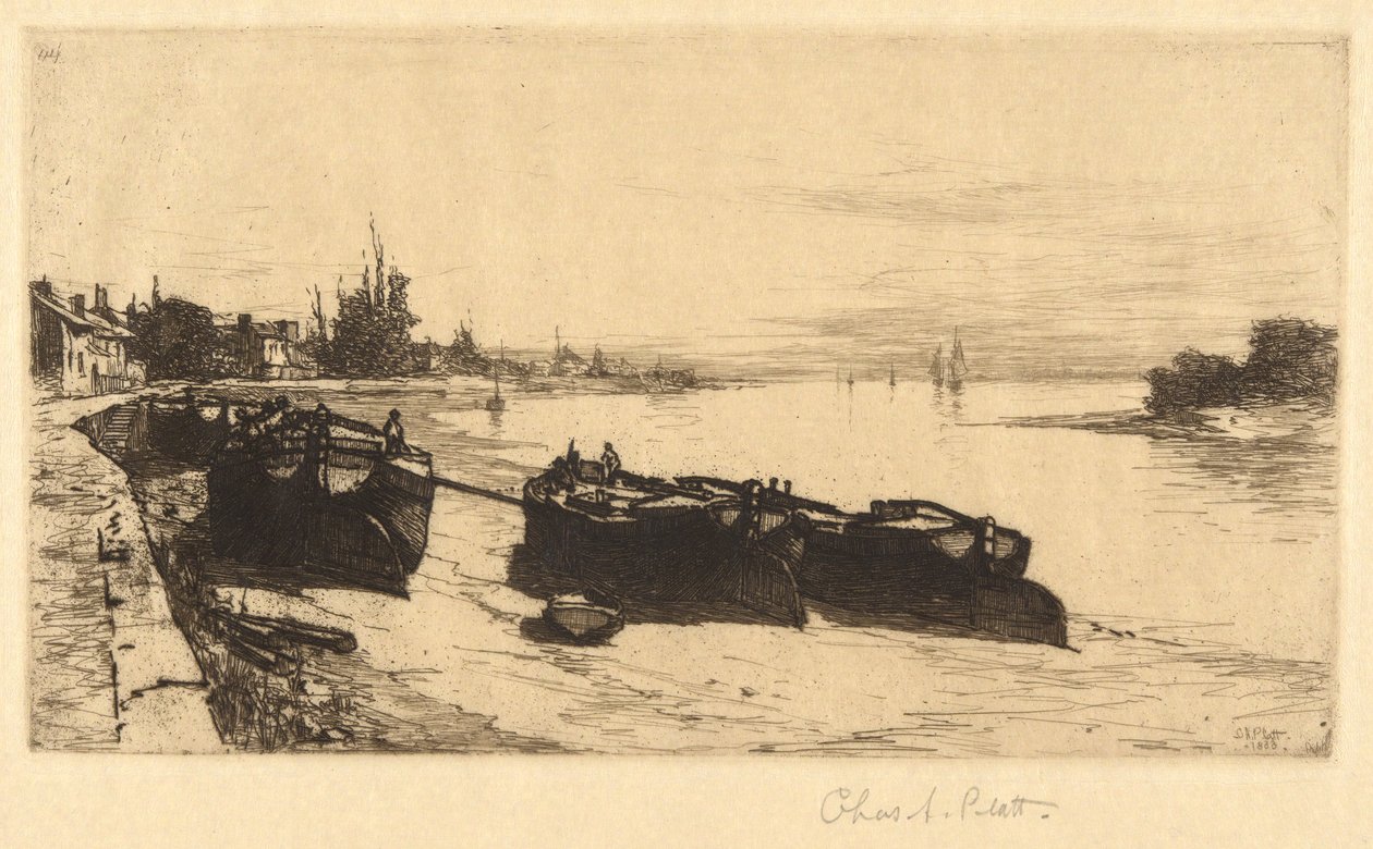 Błotne łodzie na Tamizie autorstwa Charles A. Platt