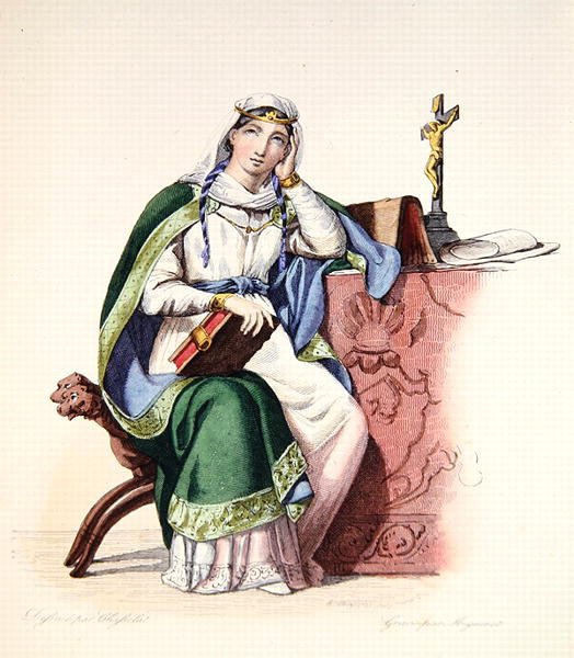 Heloiza, ilustracja z "Le Plutarque Francais" E. Mennecheta autorstwa Charles Abraham (after) Chasselat