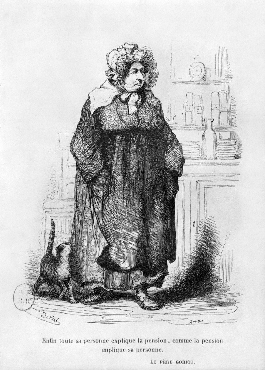 Madame Vauquer, ilustracja z „Le Pere Goriot” Honore de Balzac (1799-1850) autorstwa Charles Albert d Arnoux Bertall