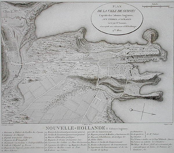 Plan miasta Sydney autorstwa Charles Alexandre (after) Lesueur