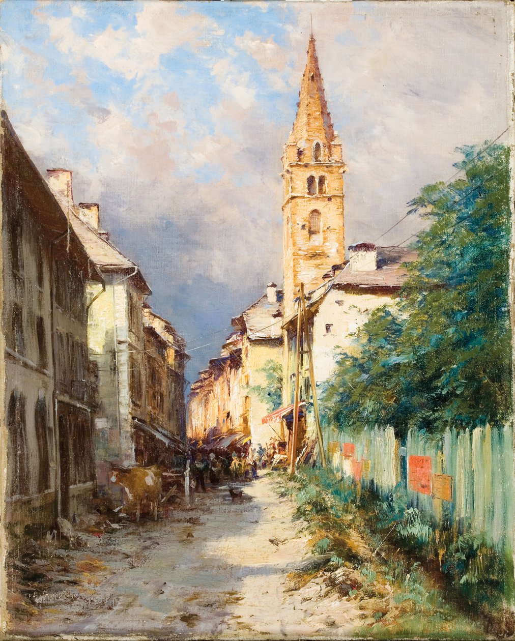 Ulica w Barcelonnette autorstwa Charles Alexandre Bertier