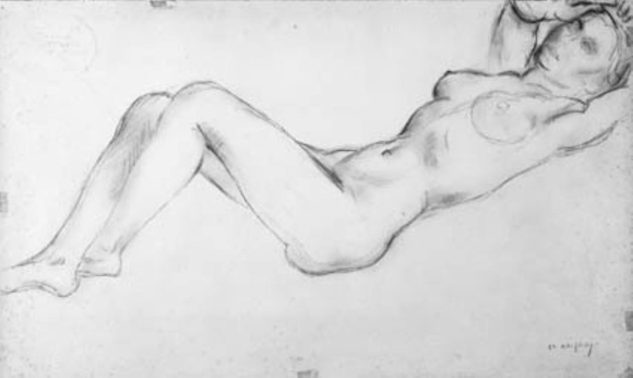 Leżąca modelka z rękami nad głową autorstwa Charles Alexandre Malfray