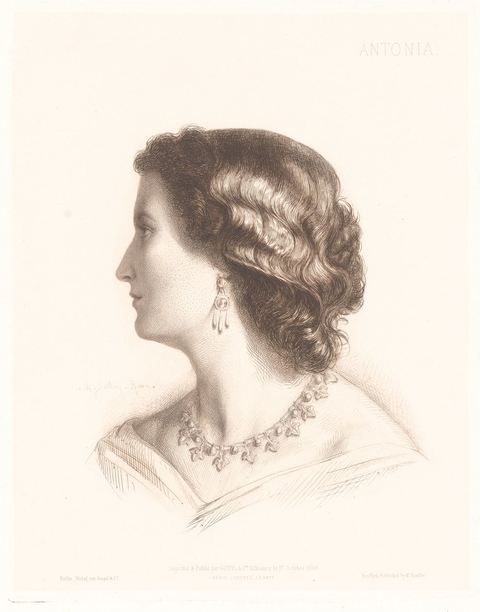 Portret włoskiej kobiety Antonii. (tytuł na obiekcie) Portrety Włoszek (tytuł serii) autorstwa Charles Alphonse Paul Bellay