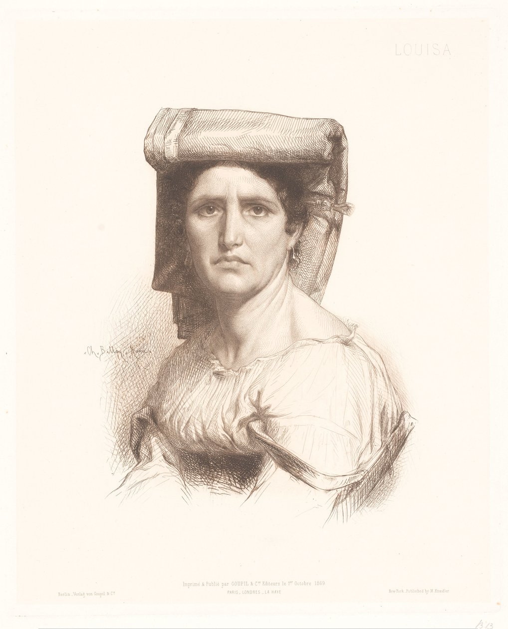 Portret włoskiej kobiety Louisa (tytuł na obiekcie) Portrety Włoszek (tytuł serii) autorstwa Charles Alphonse Paul Bellay