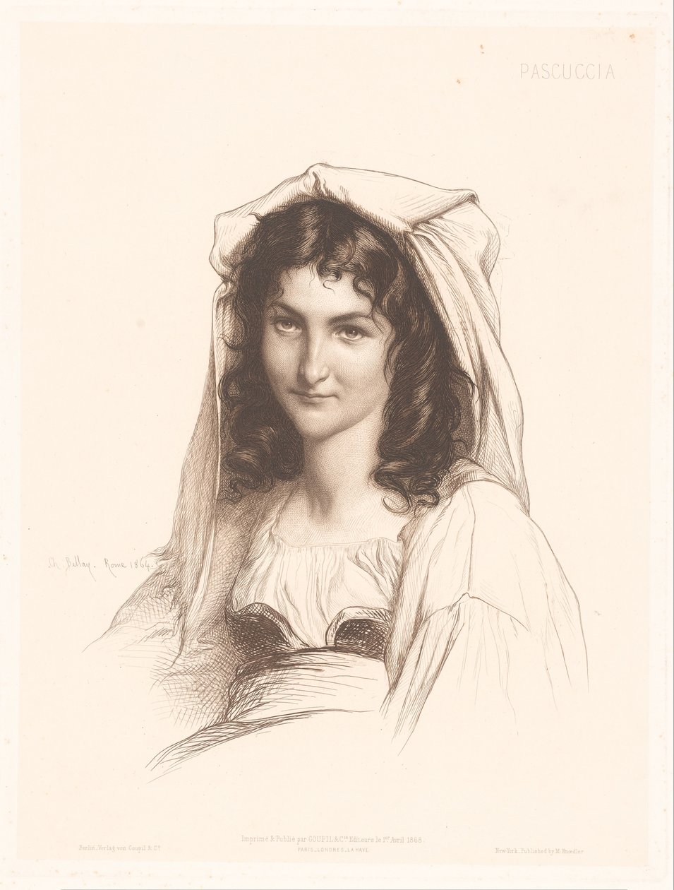 Portret włoskiej kobiety Pascuccia (tytuł na obiekcie) Portrety Włoszek (tytuł serii) autorstwa Charles Alphonse Paul Bellay