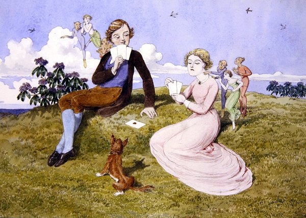 Hearts are Trumps (pióro, tusz i akwarela na papierze) autorstwa Charles Altamont Doyle