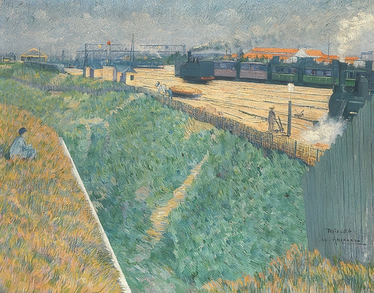 Kolej Zachodnia opuszczająca Paryż. 1886 autorstwa Charles Angrand
