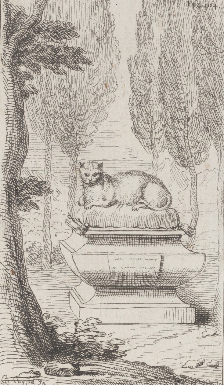 Kot na grobie, 1714-52., 1714-52. autorstwa Charles Antoine Coypel