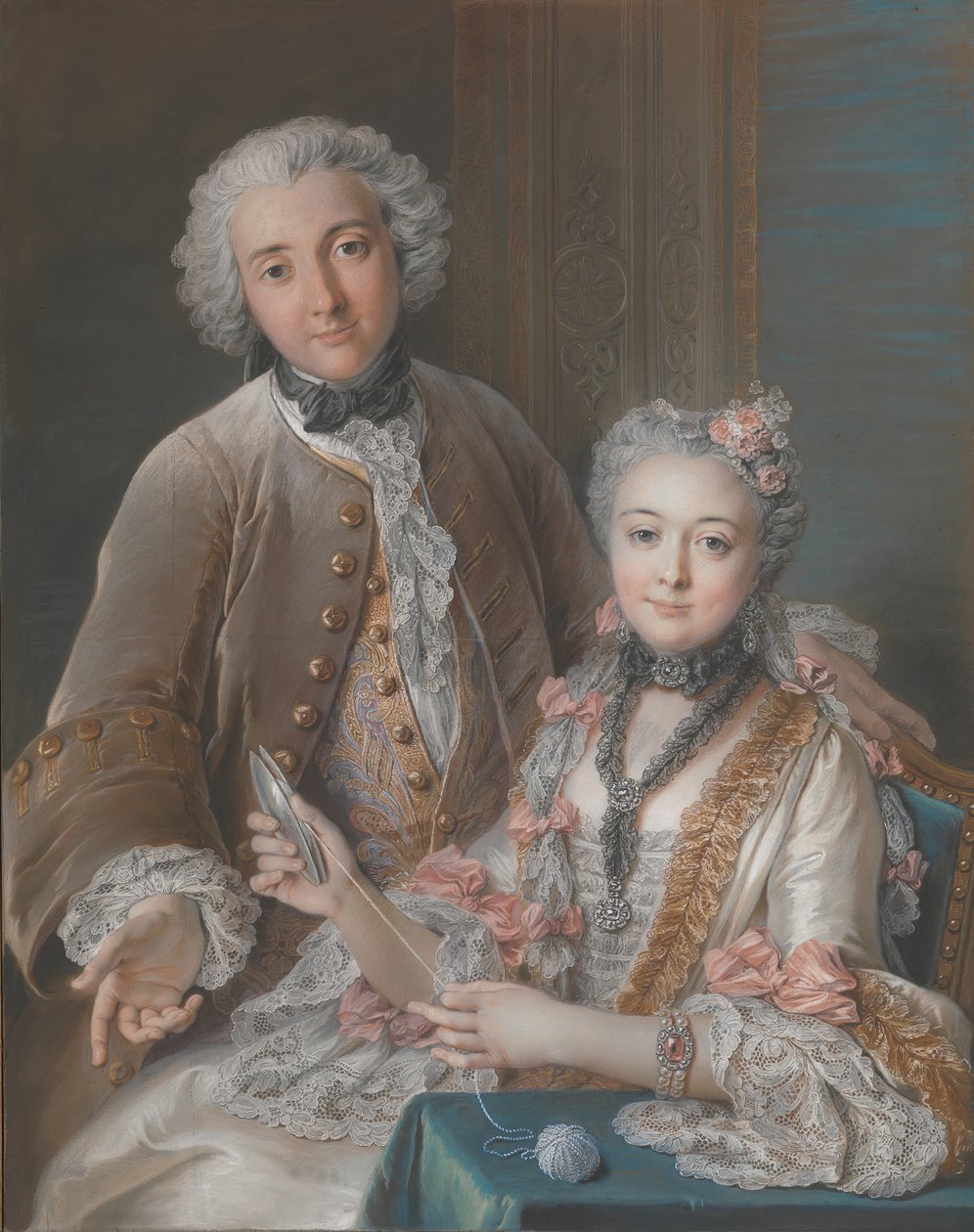 François de Jullienne 1722-1754 i jego żona Marie Élisabeth de Séré de Rieux, 1724-1795, 1743. autorstwa Charles Antoine Coypel