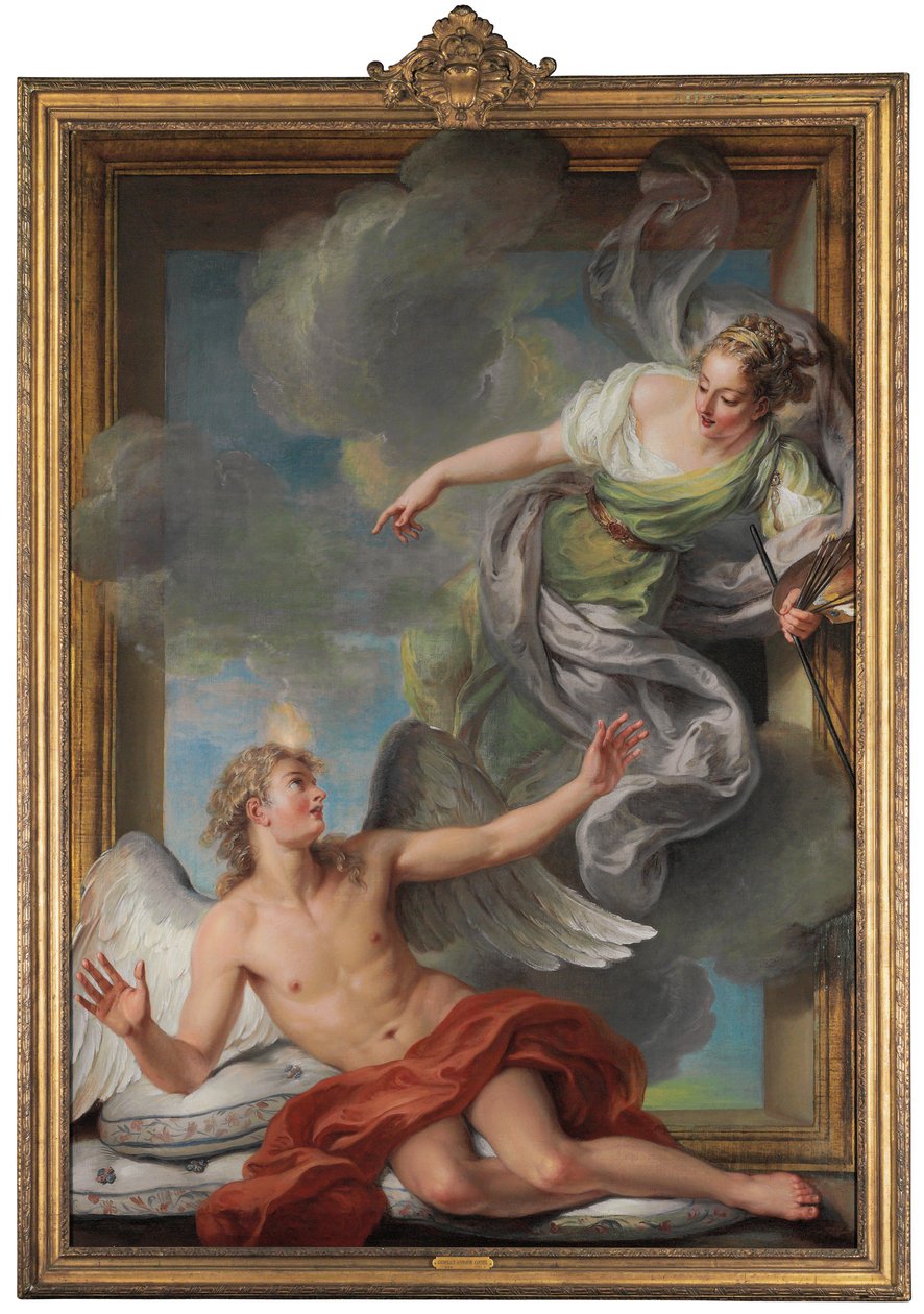 Malowanie Przebudzenie Śpiącego Geniusza autorstwa Charles Antoine Coypel