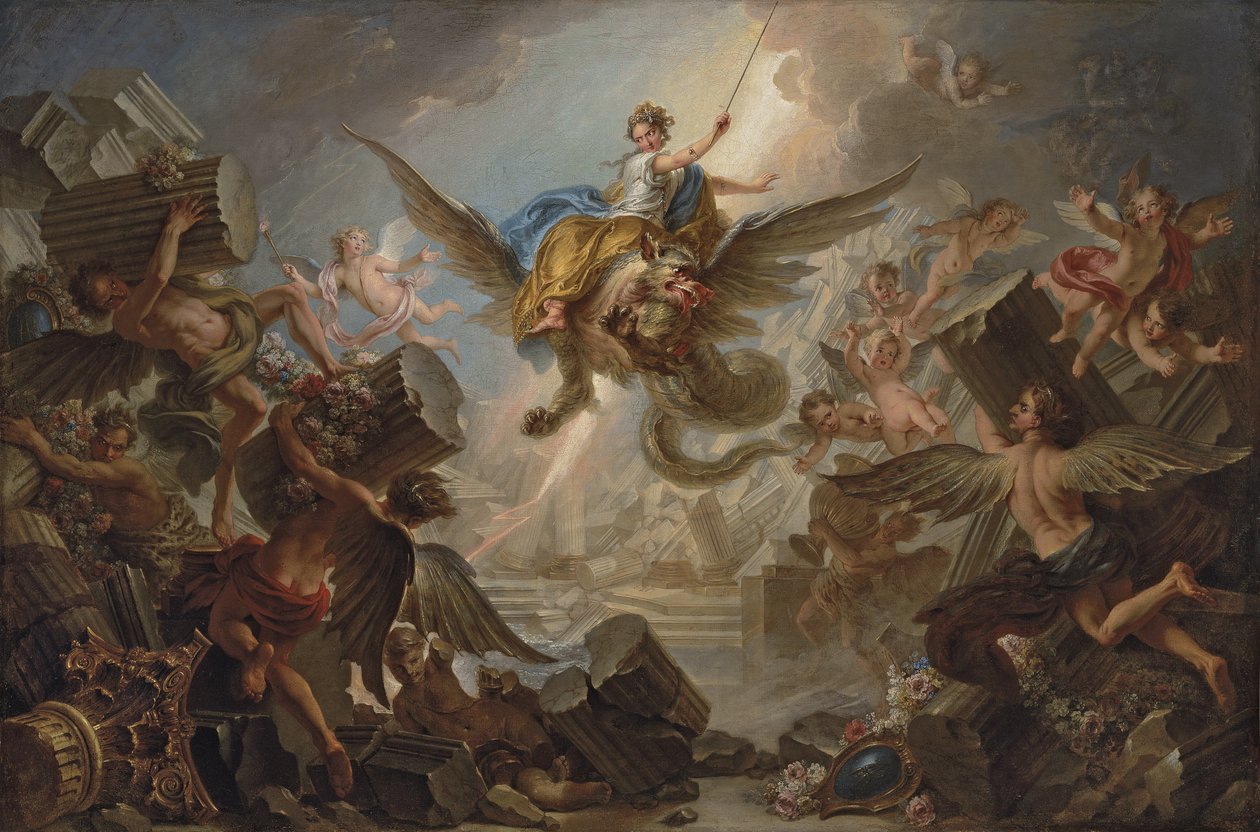 Zniszczenie Pałacu Armida, 1737 autorstwa Charles Antoine Coypel